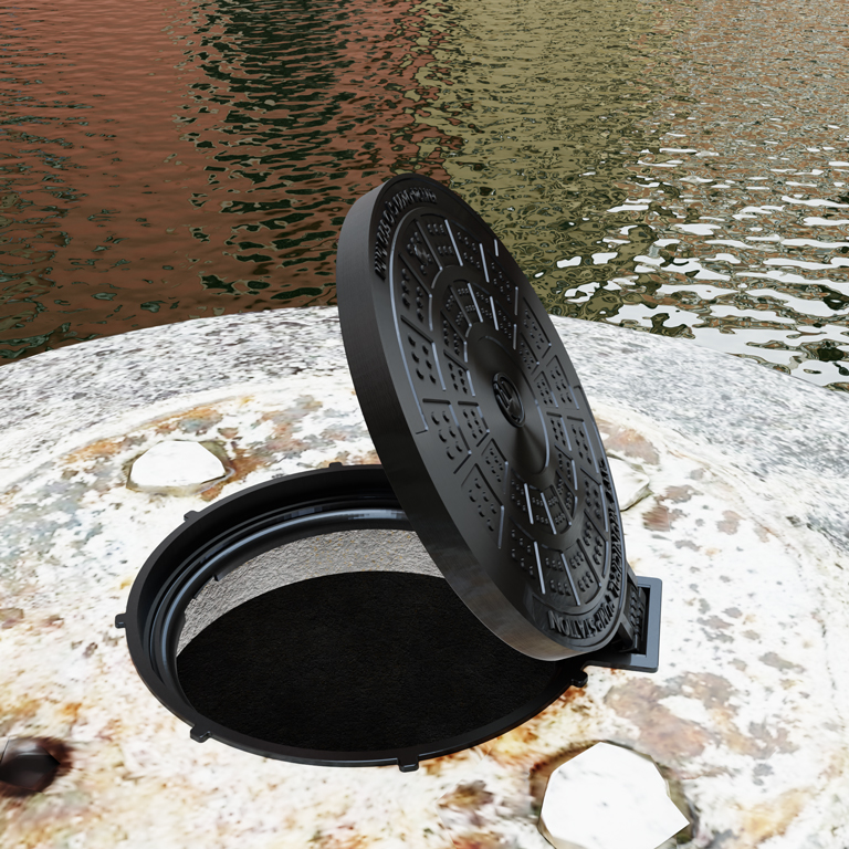 600mm Lockable Round Hinged Manhole Cover